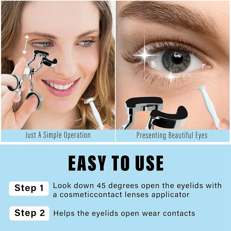 DT16 2X Contact Lens Applicator Tool Remover for Soft and Color Contact Lenses, Eyelid Stretcher and Pupil Dilator, Hygienic