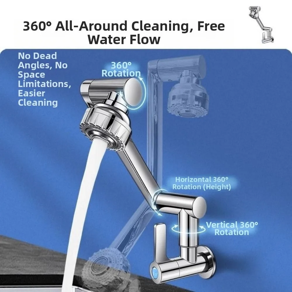 360 ° صنبور ذراع آلي دوار للمياه الساخنة والباردة المرنة 360 درجة ° صنبور بيبكوك دوار قابل للتعديل عالي الضغط مزدوج الوضع #4