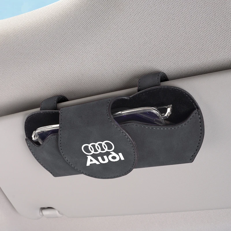 Car Sun Visor Glasses Storage Box Sunglasses Holder Organizer For Audi Quattro A3 A4 A6 A5 Q5 A1 Q7 Q3 Q2 Q8 A7 A8 TT S1 SQ5