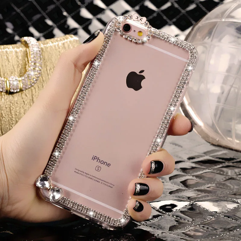 

Luxury Diamond Phone Case for iPhone 12 11 13 14 15 16 Pro Max 7 8 Plus Silicone Cover Bling Capa Glitter Funda DIY Jewelled