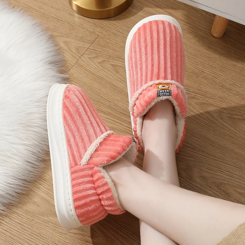 

2024 New High Top Couple Cotton Slippers for Women's Bag and Winter with Velvet Insulation Thick Bottom Cotton Shoes for Men