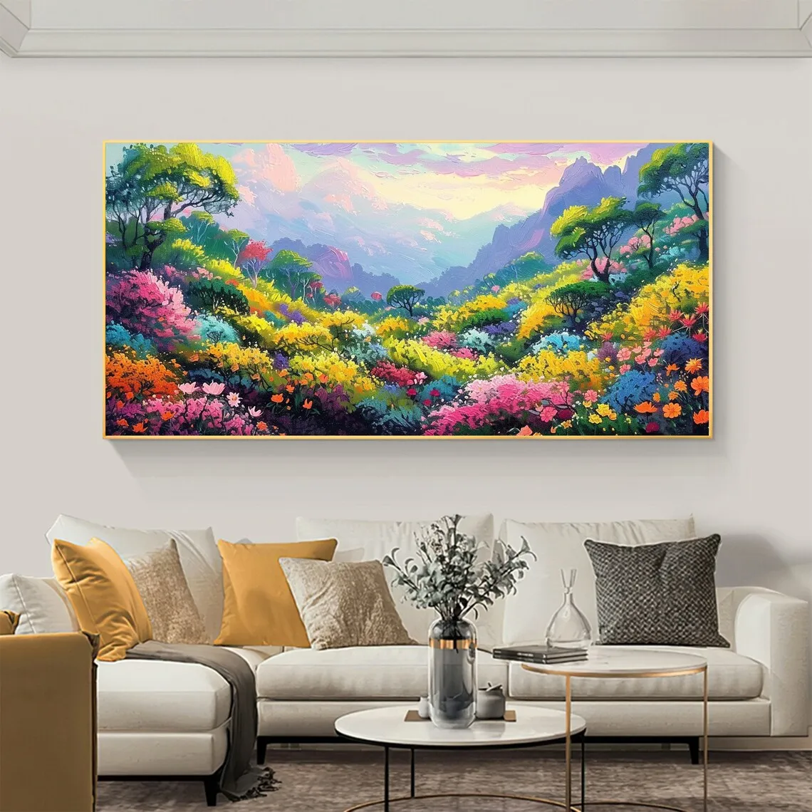 

Abstract Nature Scenery Hand Painted Oil Painting on Canvas Large Wall Art Colorful Flower Landscape Art Living Room Wall Decor