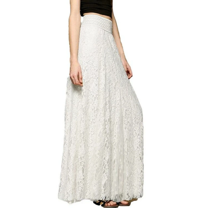 Elegant Solid Color Embroidery Flower Mesh Skirt Women Spring New Fashion Temperament High Waist A-line Skirts Female Trendy New