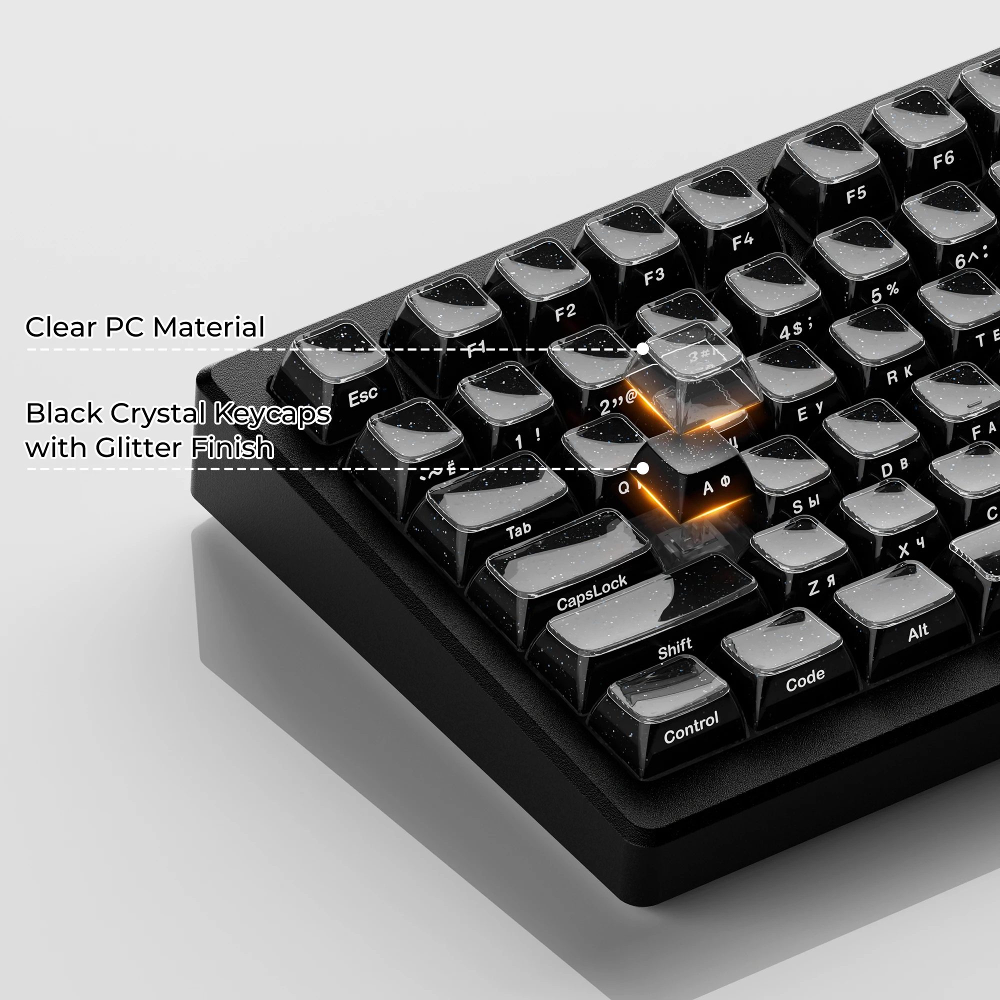 XVX Russian Black Jelly OEM Keycaps 136 Keys for Cherry MX Keyboard 75% Key Cap Set