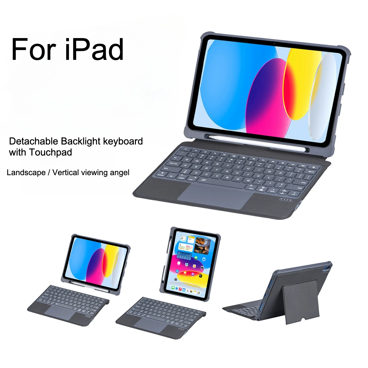 

Detachable Backlight keyboard for iPad 11 A16 10th Air4 5 Air11 2024 M2 M3 Smart Keyboard Case for iPad Pro12.9 Pro11 M4