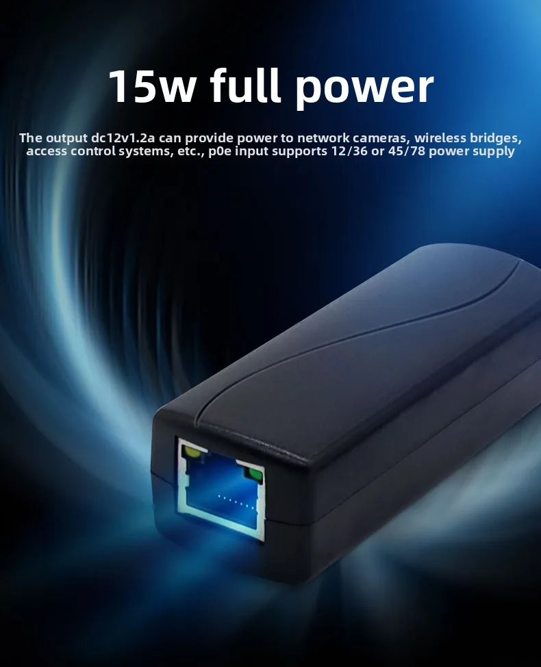 

IEEE 802.3af/at Стандарт 48 В до 12 В 1,2 А Выход 10/100 м PoE Разветвитель с разъемом 5,5x2,1 мм Power Over Ethernet для IP-камеры