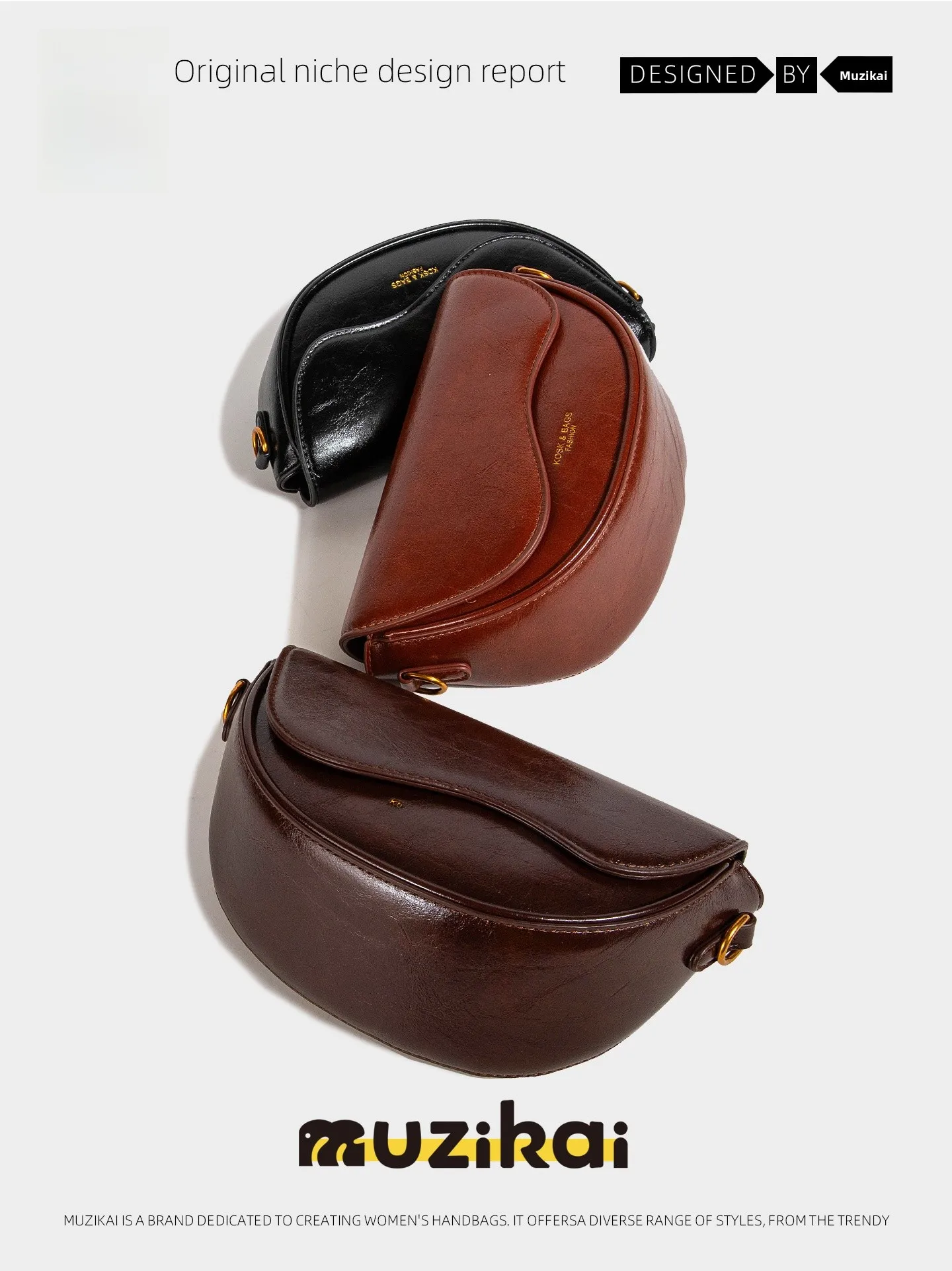 

MuziKai Women's Saddle Bag Crossbody Bag Casual Versatile Fashionable Spring Summer New Arrival Leather Handbag