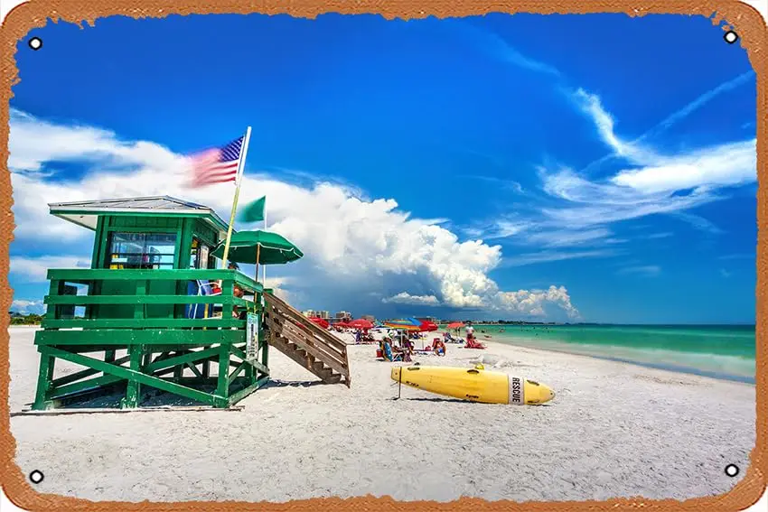 Vintage Tin Signs Guard Beach House Siesta Key Sarasota Florida Photo Photograph
