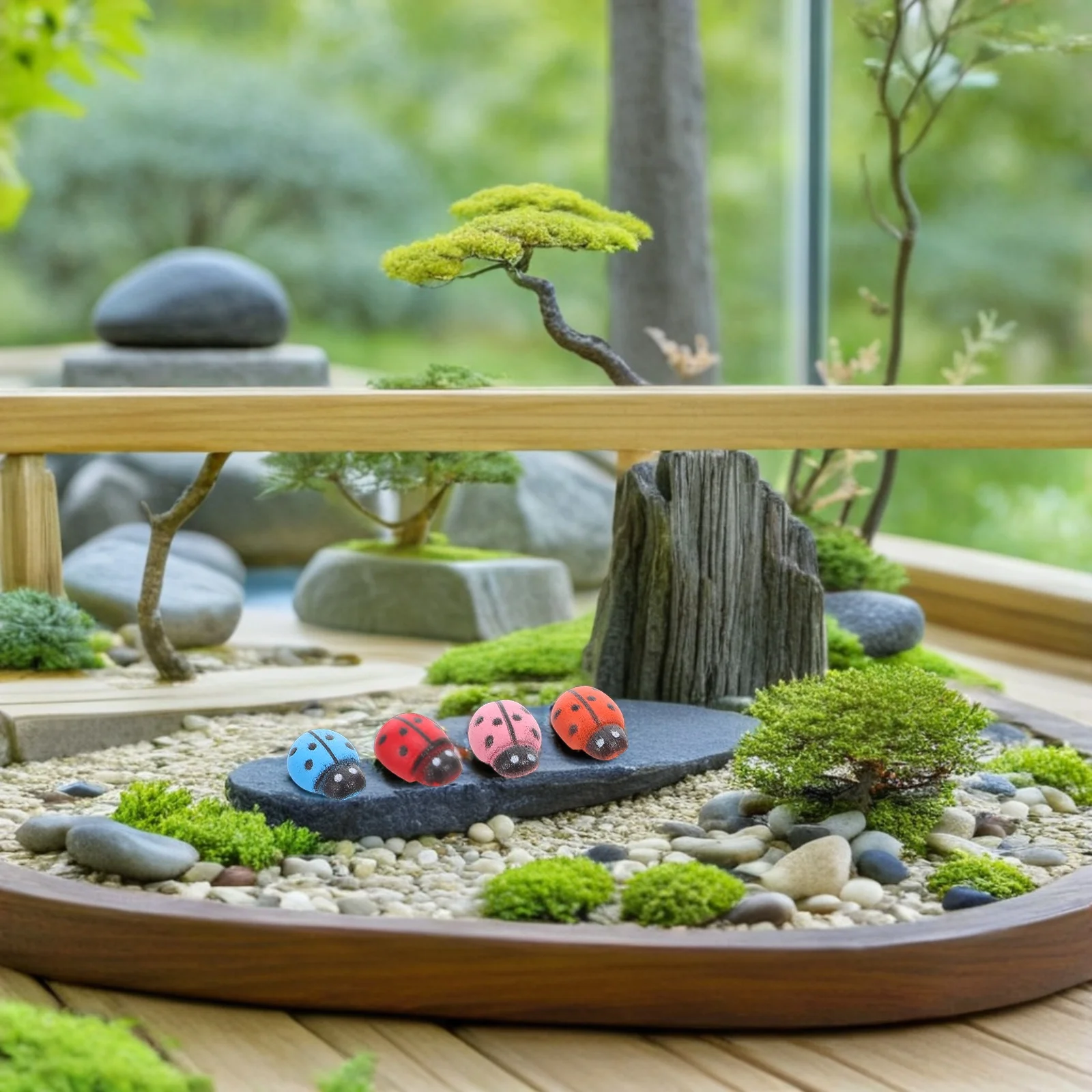 

150Pcs Mini Resin Microlandscape Ladybugs Charming Garden Accessories Outdoor Decorative Tiny Colorful Ladybug Ornaments