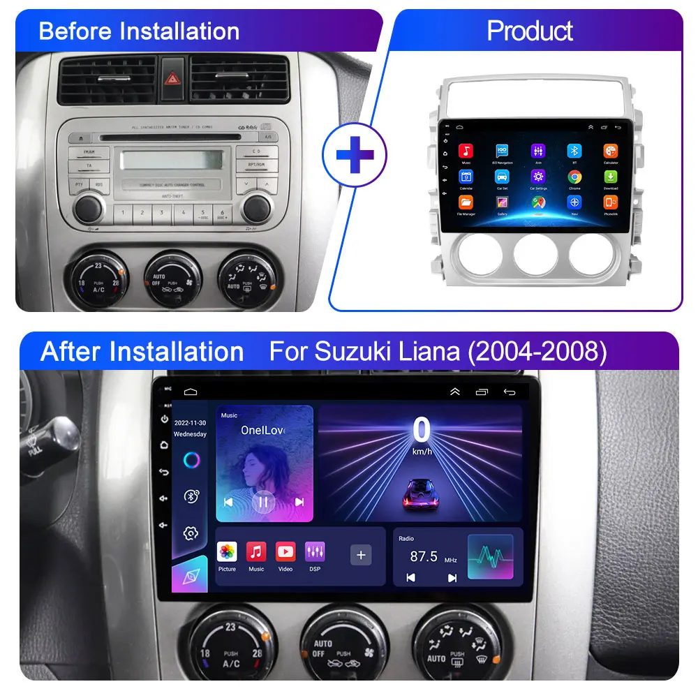 Carplay 8 Core 5G WIFI QLED Screen Car Radio 2din android Multimedia For Suzuki Liana 2004-2008 Carplay 2din DVD Autoraido GPS