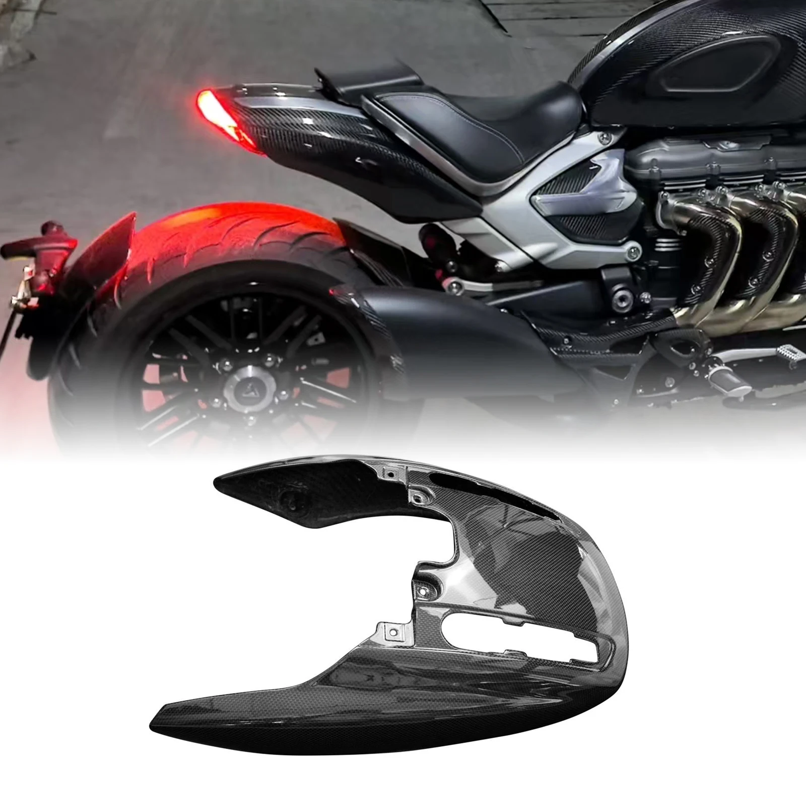 Dry Carbon Fiber Motorcycle Rear Seat Upper Cover Fairing Cowling Protector For Triumph Rocket 3 Ⅲ 2020-2022