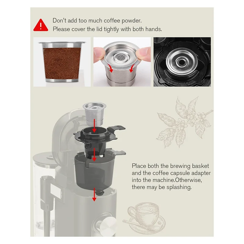 ABVI-3 パック環境に優しいステンレス鋼の再利用可能なコーヒーポッド Ninja Dual Brew 用、永久 K カップフィルター