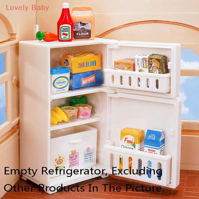 【BBS-7】Dollhouse Miniature Bench Refrigerator Toys Kitchen Home Furniture Decoration