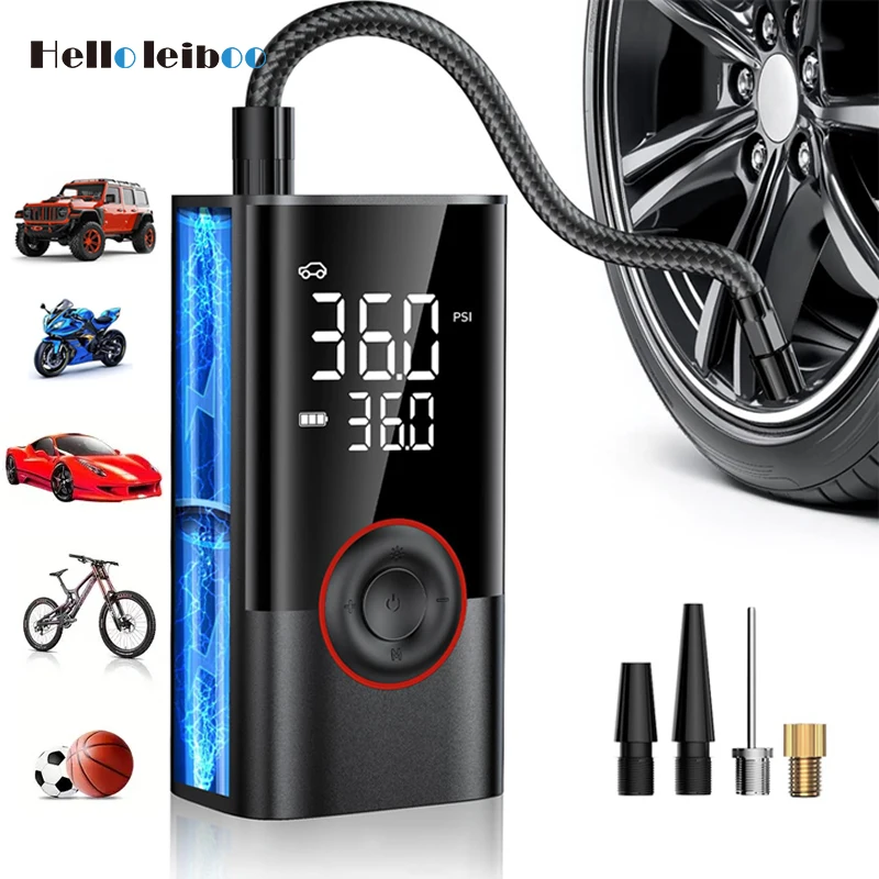 Image of LEIBOO Kabelloser Auto-Luftpumpe 4000mAh Tragbarer Luftkompressor für Auto, Motorräder, Fahrräder 150PSI Elektrischer Reifenfüller