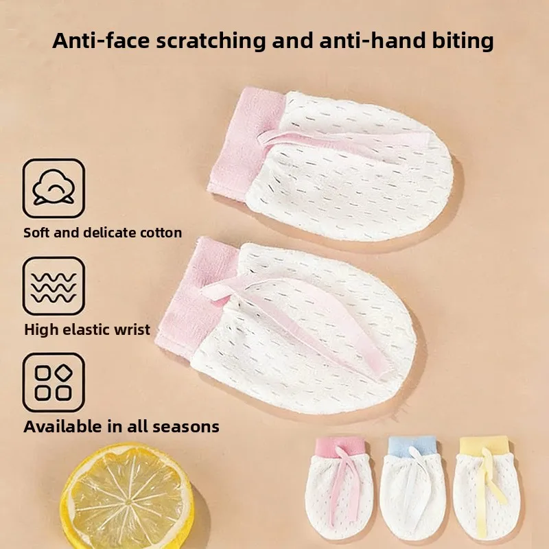 Baby Ice Silk Gloves Newborn Anti Scratch Face Summer Book Breathable Newborn Baby Cover Anti Bite Bag Protective Gloves