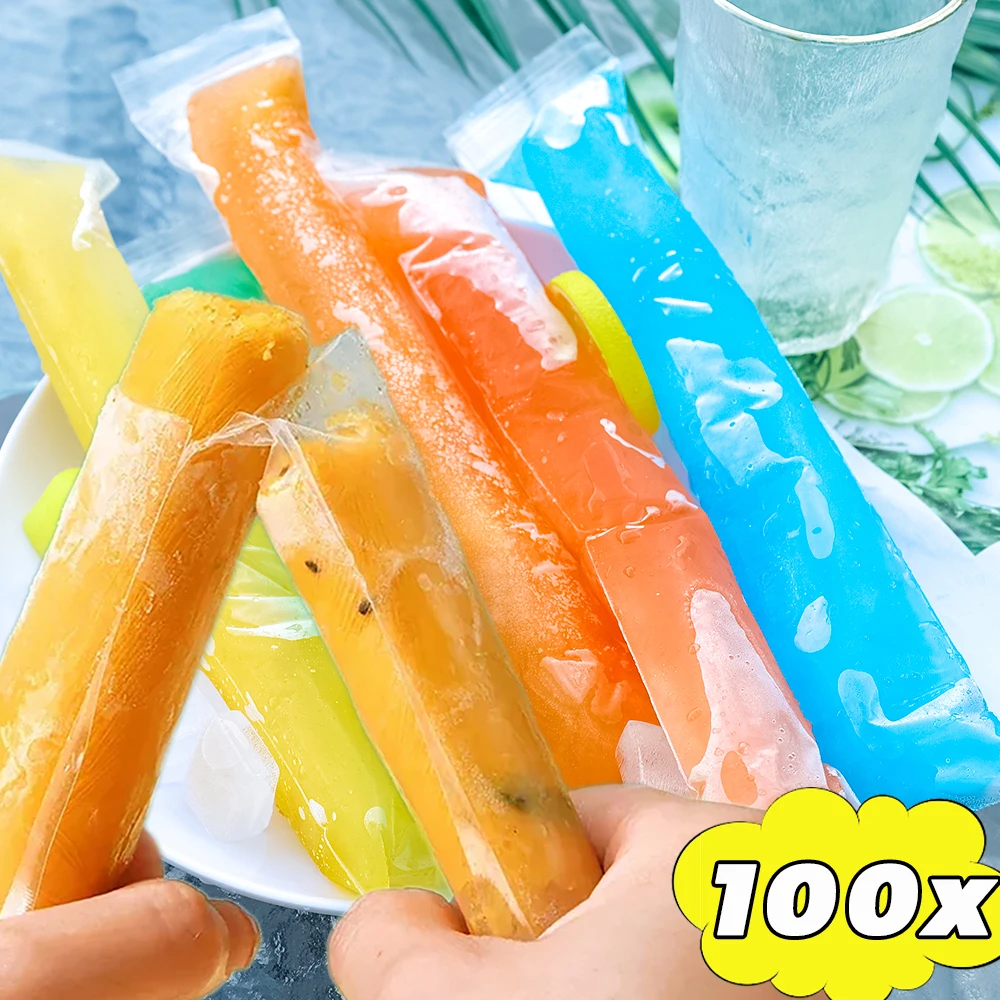 100/50pcs Disposable Ice Lolly Pouch Summer Ice Popsicle Bags Seal Packaging Bags For DIY Fruit Juice Smoothies Yogurt Mold Bag