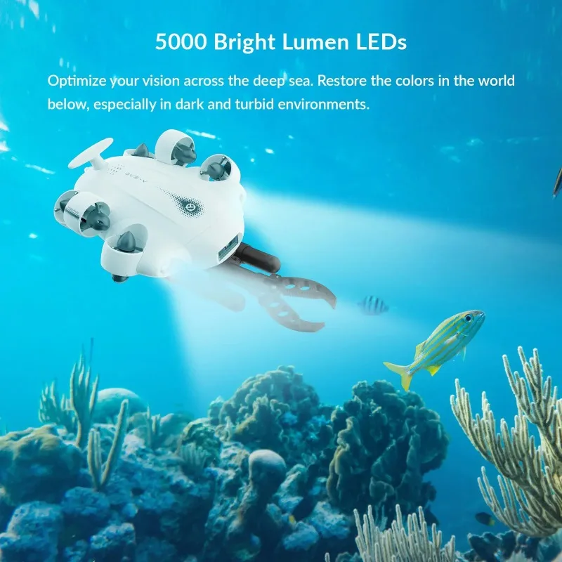 فيفيش 100 متر تحت الماء روبوت صغير Rov صياد السمك بدون طيار 4K كاميرا RC FPV محرك الطائرة بدون طيار 6 محور VR الصيد بدون طيار مع الذراع