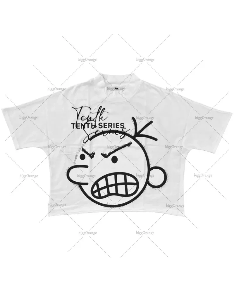 

American Street Harajuku Retro Anime Print Oversized Short-sleeved Tops Men Y2k Fashion Loose Casual Versatile T-shirts Women