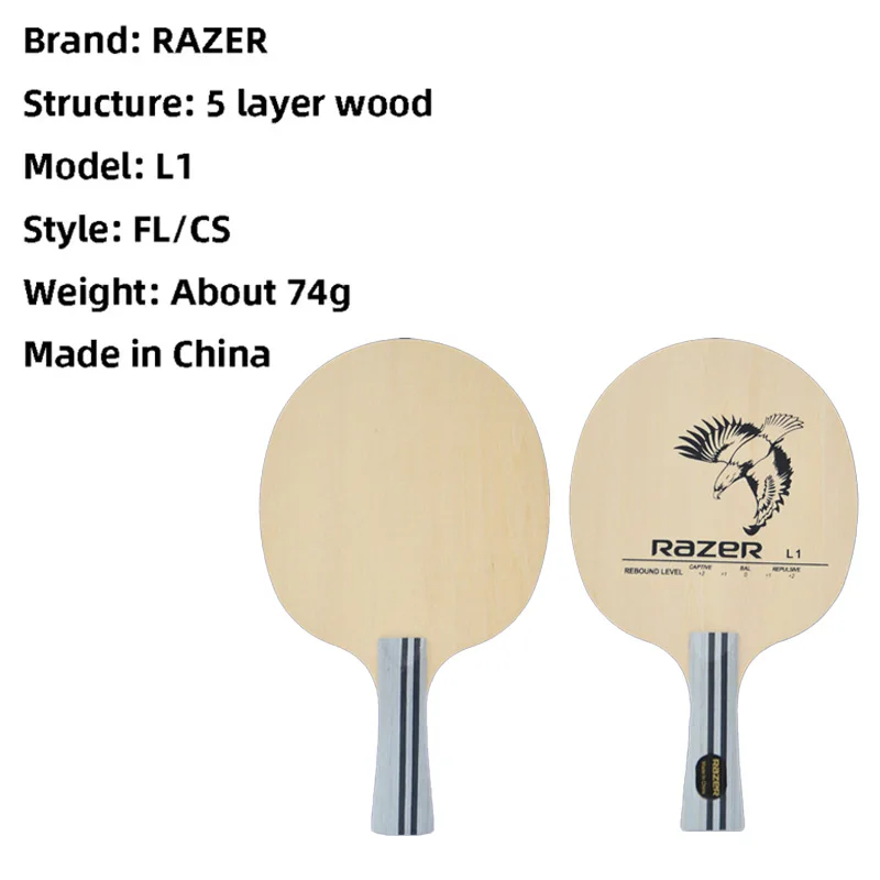 Professional RAZER L1 Table Tennis Blade 5 Ply Wood Racket Arc Fast Break Training Floor Table Tennis Blade Ping Pong Bat Paddle