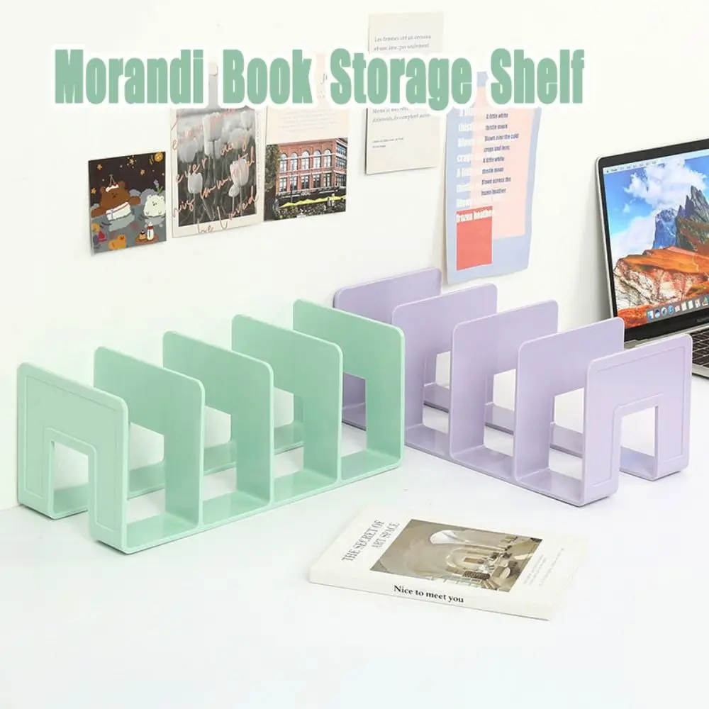 Acrylic Material Desktop Bookstand Morandi 3/4 Sections Divider Bookshelf Durable Transparent Purse/Handbag Organizer