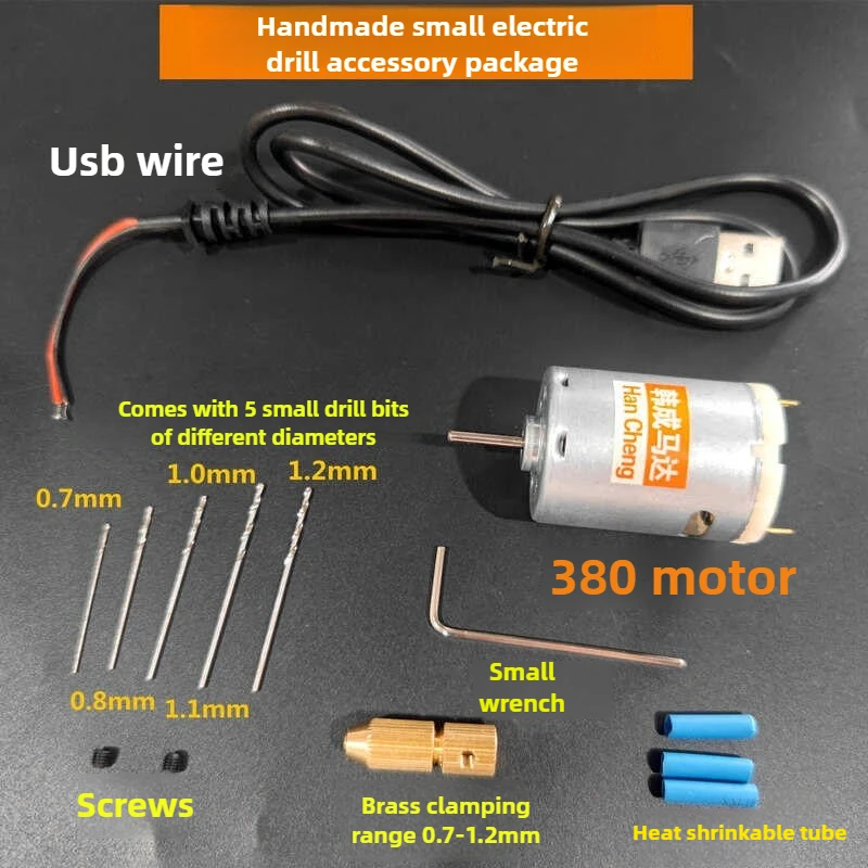 مجموعة مثقاب كهربائية صغيرة محمولة باليد - محرك 385 يعمل بمنفذ USB للصياغة الدقيقة، أداة DIY 5 فولت لحفر المجوهرات/Wenwan
