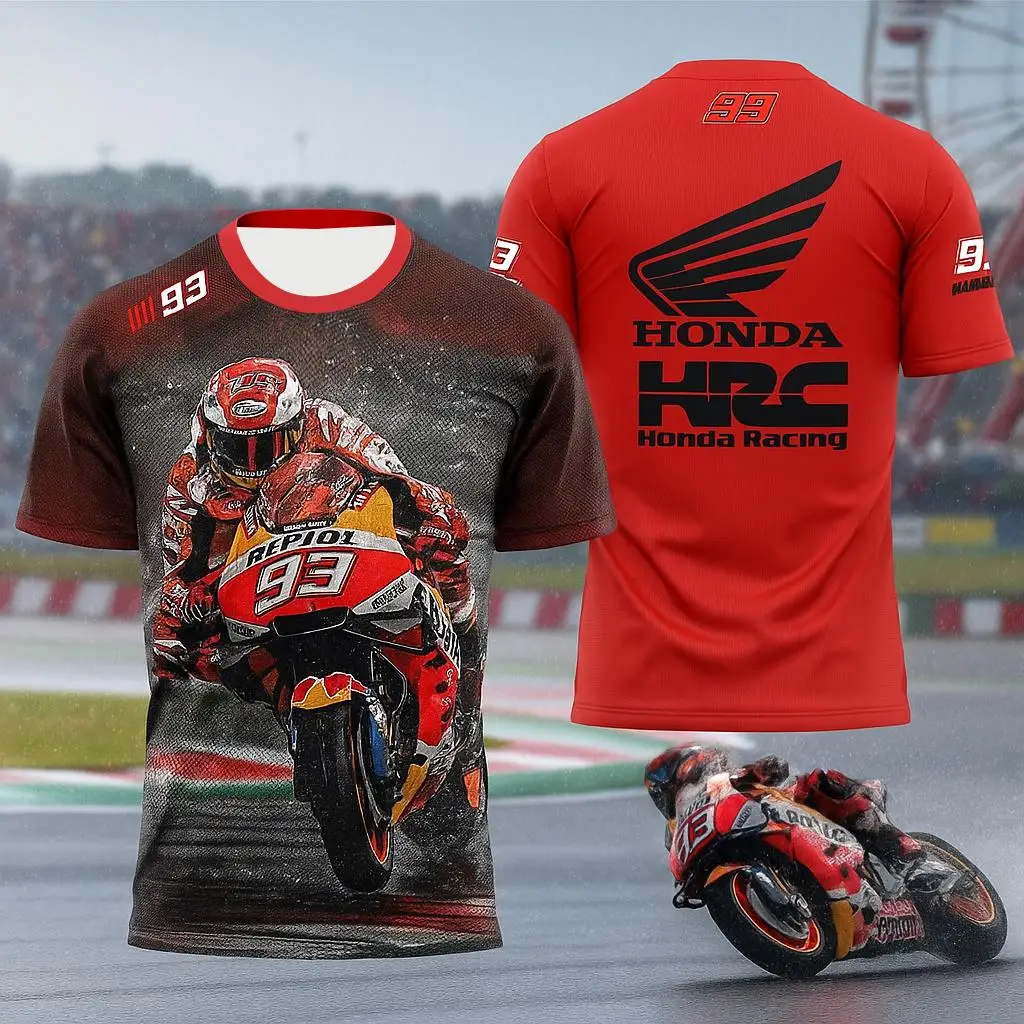 

Men's Summer Honda Racing T-shirt Motorcycle Biker Short Sleeve Jersey Lightweight Breathable Sportswear For Outdoor Riding