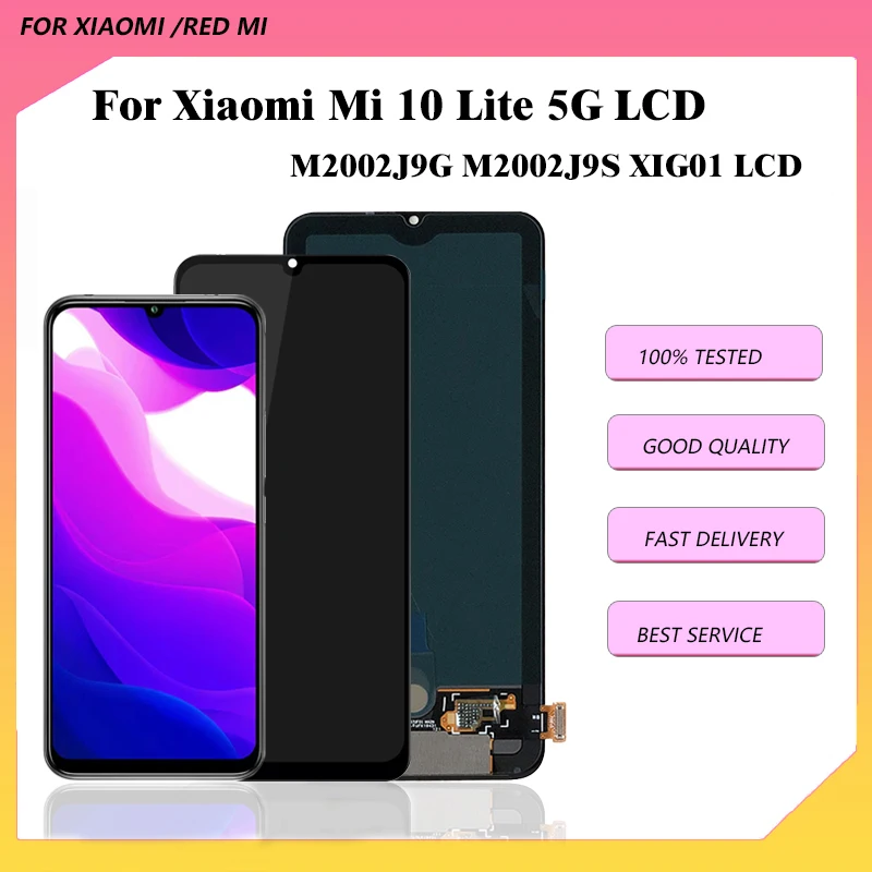 

Amoled for Xiaomi Mi 10 Lite 5G Lcd Display Touch Screen Digitizer Assembly For Mi 10 Lite M2002J9G M2002J9S