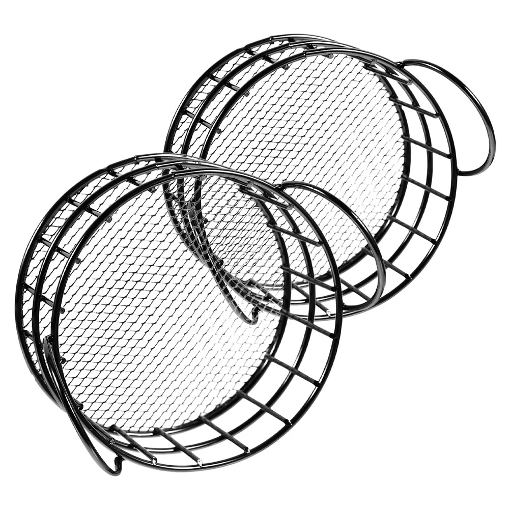 

2 Pcs Desk Storage Box Iron Basket Decorative Metal Organizer Makeup Wire Small Wrought Fruit Living Room Office