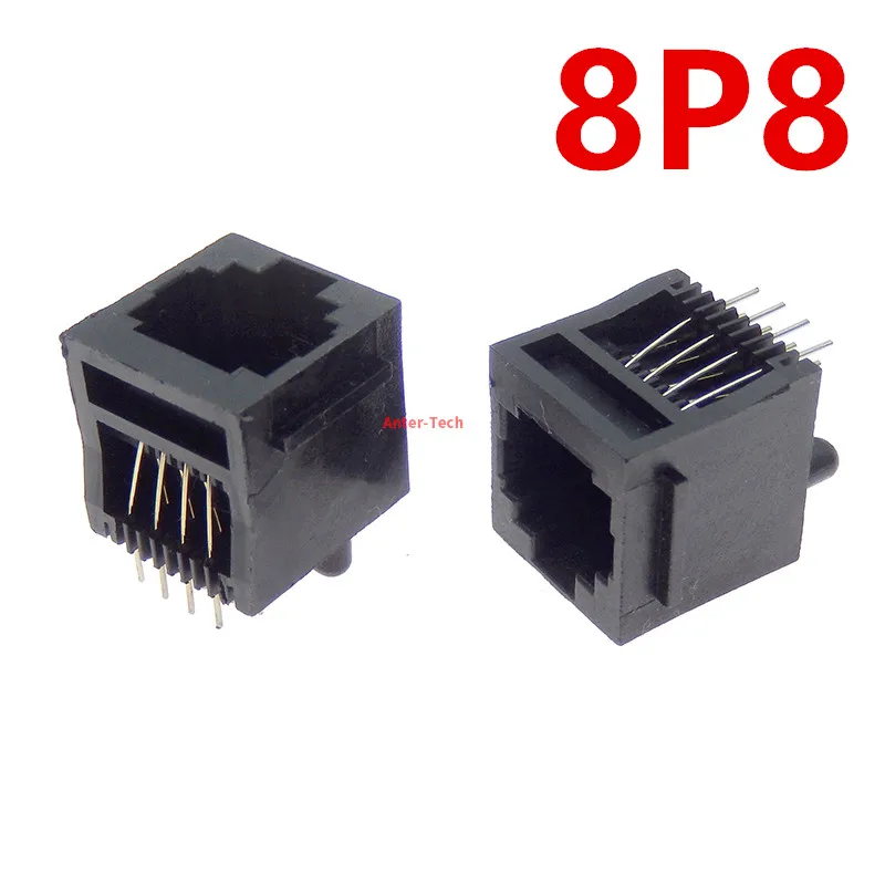 10PCS RJ11 telephone FEMALE SOCKET 180 degrees Vertical 8P8C 6P6C 4P4C female jack pcb connector