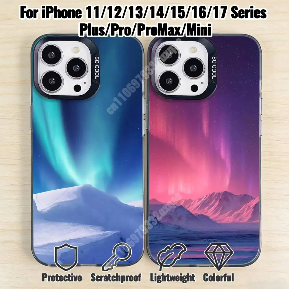 

Aurora Borealis Night Sky Phone Case for iPhone 17 16 15 Pro Plus 14 13 Max Mini 12 11 X XS Air TPU Bumper