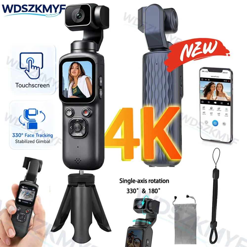 4K Action Camera 330° Face Track Touch screen Portable Cam WIFI For YouTube Vlog Entry Video Recording Photographic Camera