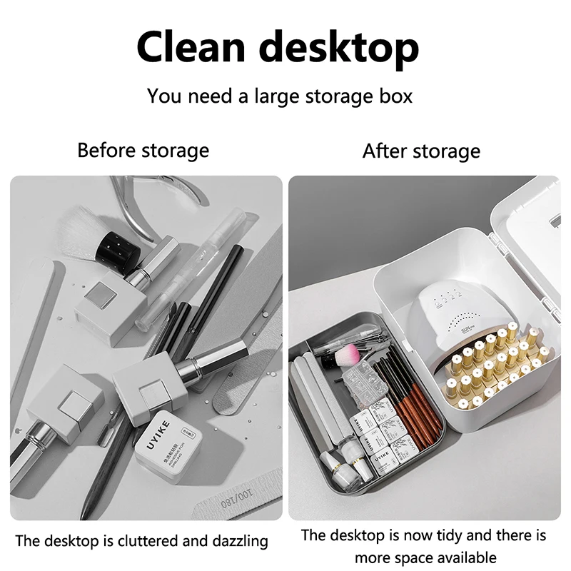 Hand-held Desktop Storage Box Plastic Scissors Manicure Organizer Jewelry Nail Gel Polish Pen Container Manicure Tool Case