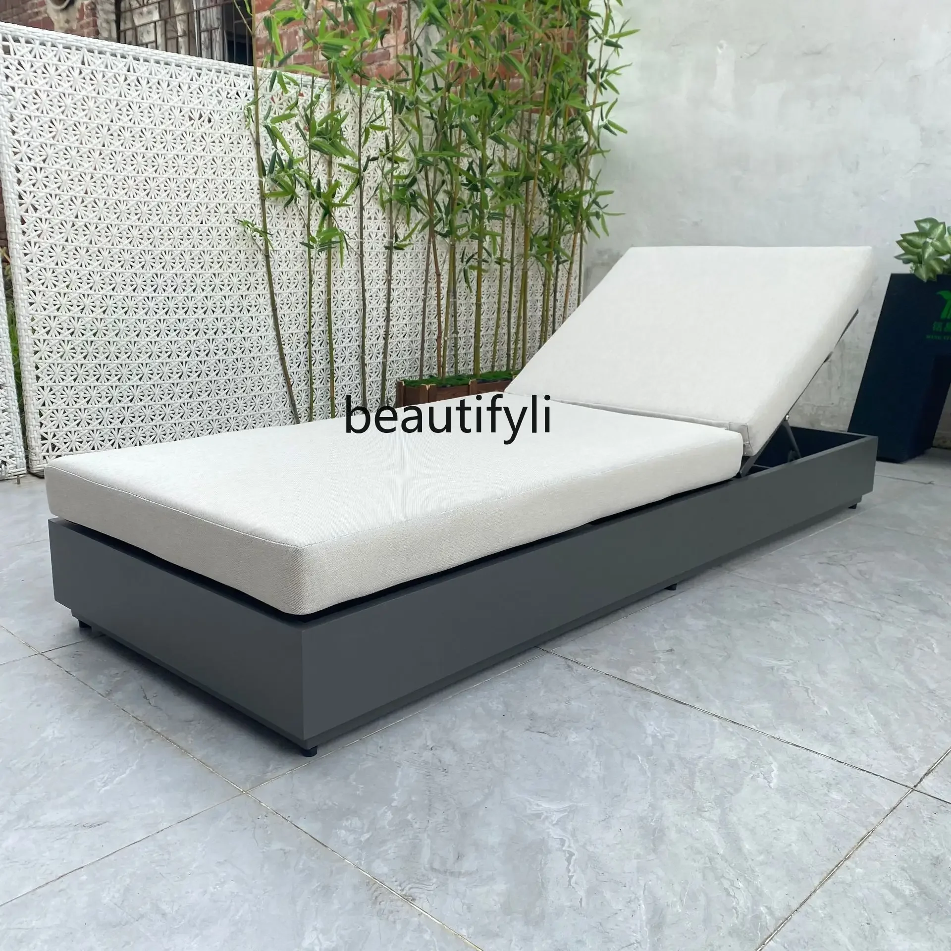 E153 Outdoor Reclining Bed Courtyard Villa Garden Terrace Leisure Recliner Hotel Outdoor Leisure Beach Chair