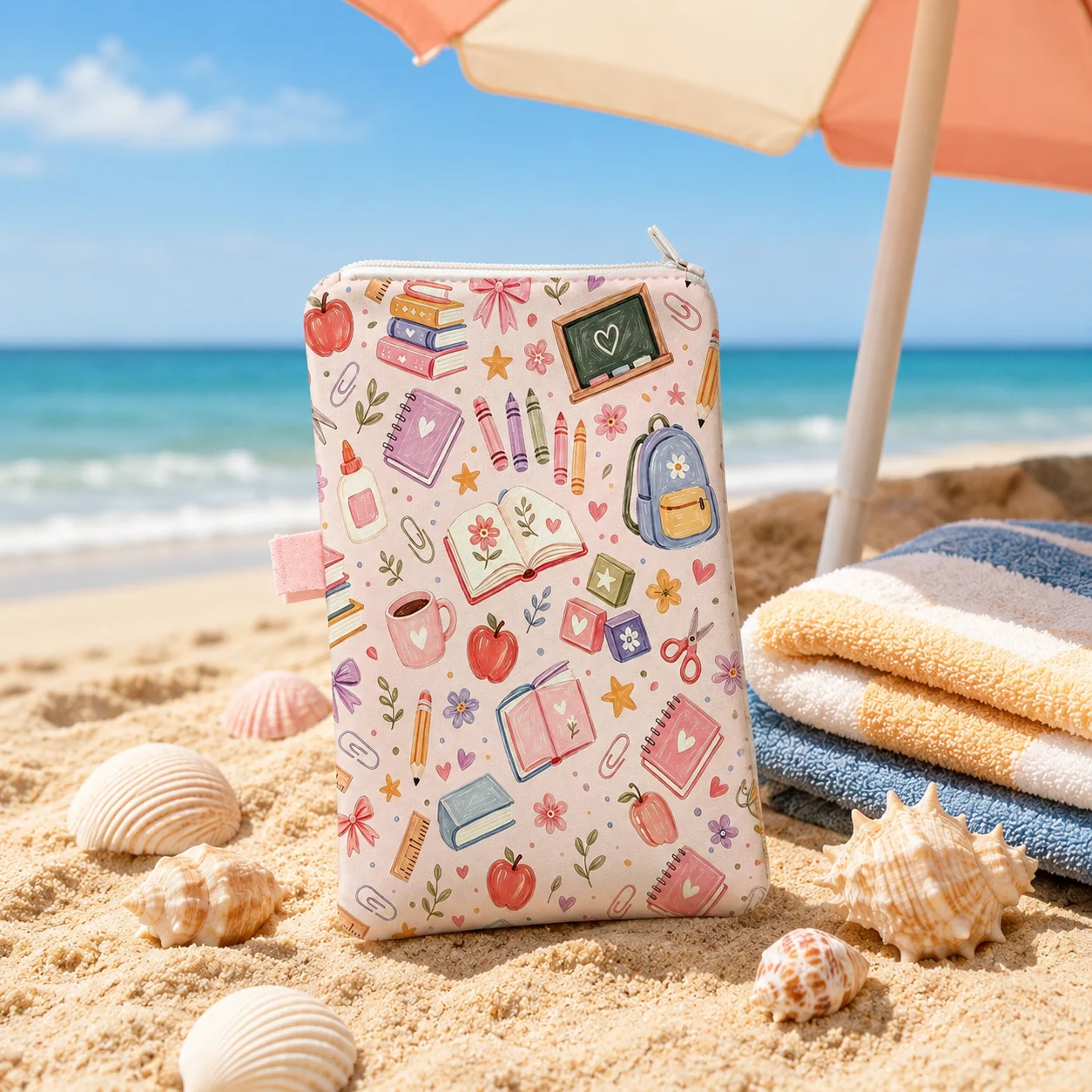 Cute School Supplies Phone Pouch for Girls, Soft Zipper Protective Sleeve with Side Tab, Student Teacher Travel Daily Storage view 2