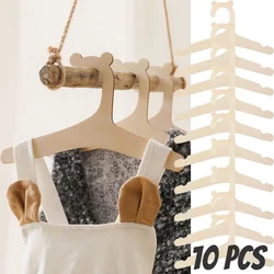 10/5pcs Wooden Baby Clothes Hanging Racks Washcloths Coat Hangers Tops Towel Doll Clothes Holders for Organizer Clothing Decor