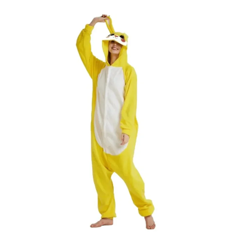 بيجامة حفلات جميلة للجنسين ملابس نوم دافئة للبالغين أزياء تنكرية على شكل أرنب Kigurumi ملابس منزلية