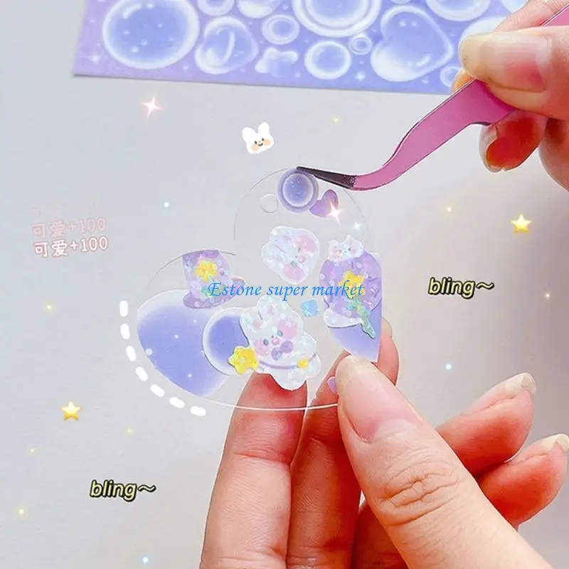 090B Creative Sticker Set with Keychain Blanks for Decorating Notebooks Scrapbook Phone Stickers Making Project Kits Supply