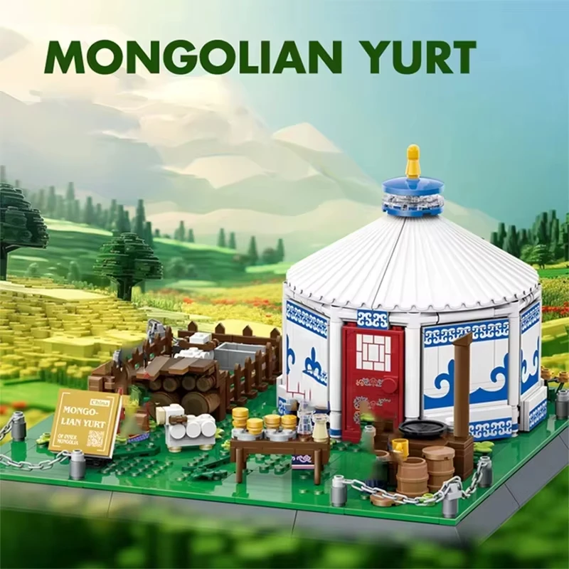 

778pcs Creative China Mongolian Yurts Building Blocks Mongolia Cultural Architecture Construction Model Bricks Educational Toys