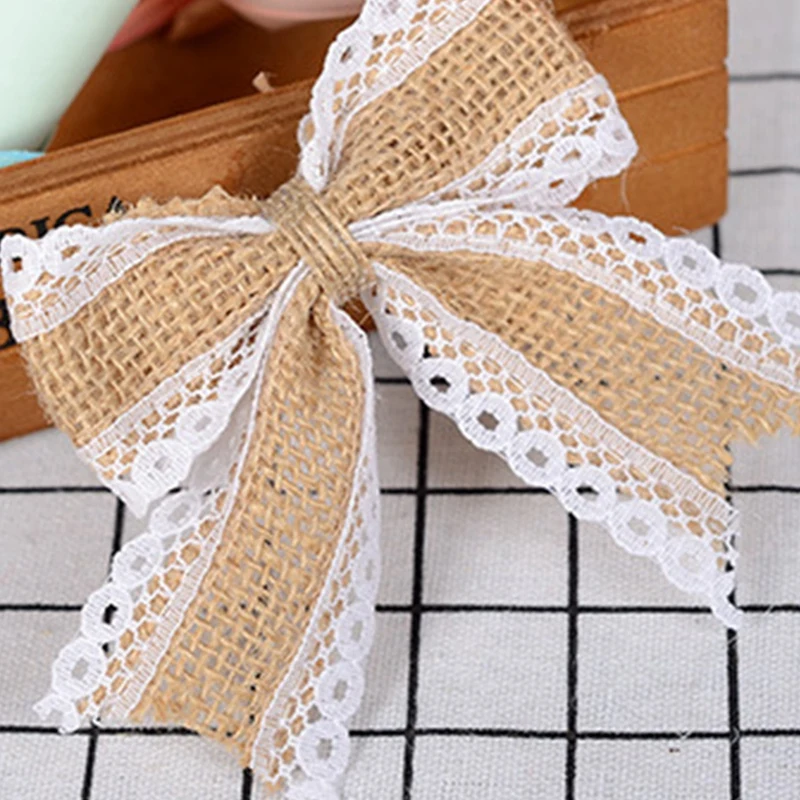 عالية الجودة 30 قطعة DIY التعبئة خمر الخيش الجوت الطبيعي هسه الانحناء الشريط الزفاف الديكور Mariage هدية صندوق التفاف Bowk #6