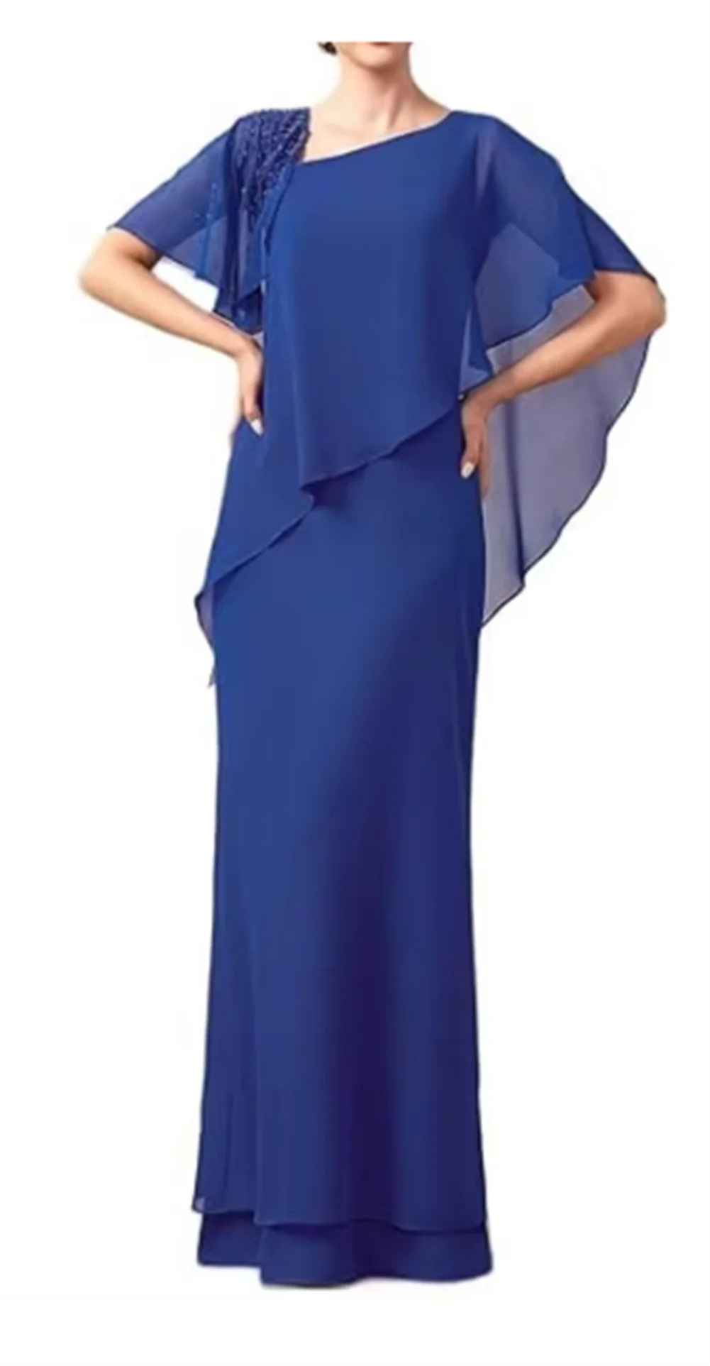 

A Line Chiffon Mother Of The Bride Dresses For Wedding Long Formal Dresses Outfit Suit With Sequins Beading Wedding Guest Gowns