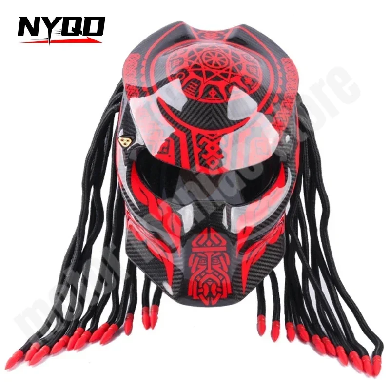 Personalized Full-cover Predator Carbon Fiber Special-shaped Helmet Retro Motorcycle Sports Car Full-face Helmet Knight Helmet