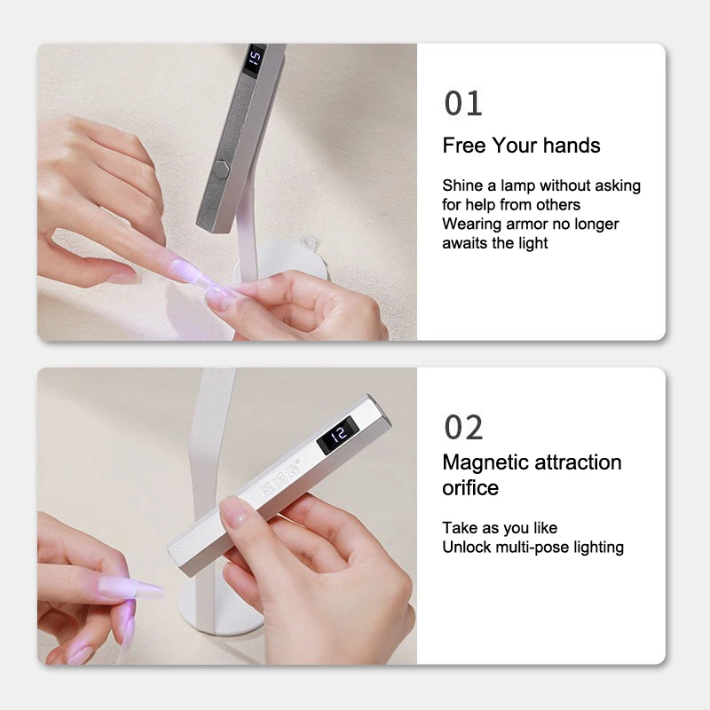 미니 휴대용 UV LED 네일 램프, 휴대용 충전식 젤 네일 건조기, 디스플레이가 있는 매니큐어 기계