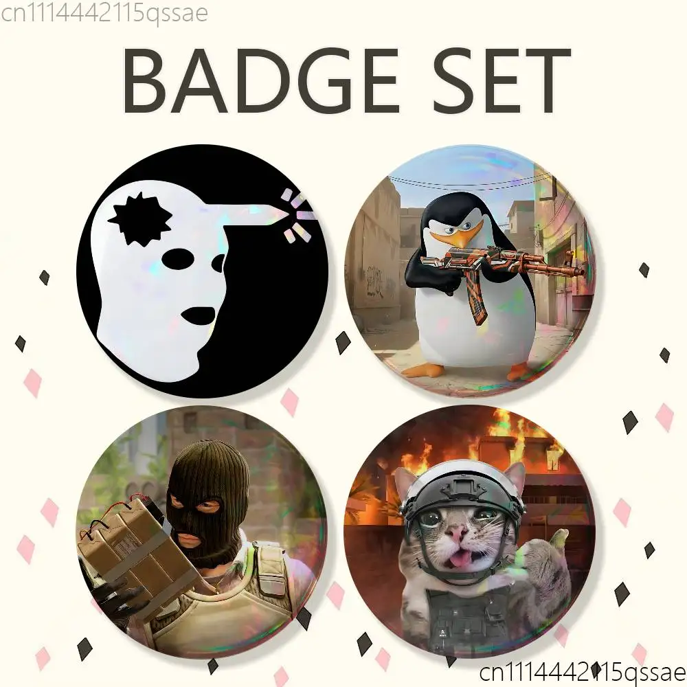 For CSGO CS2 25/32/44/58/75mm Badges Bright Printed Icon Gift For Friends Badge Collar Brooch Lapel Pin Metal