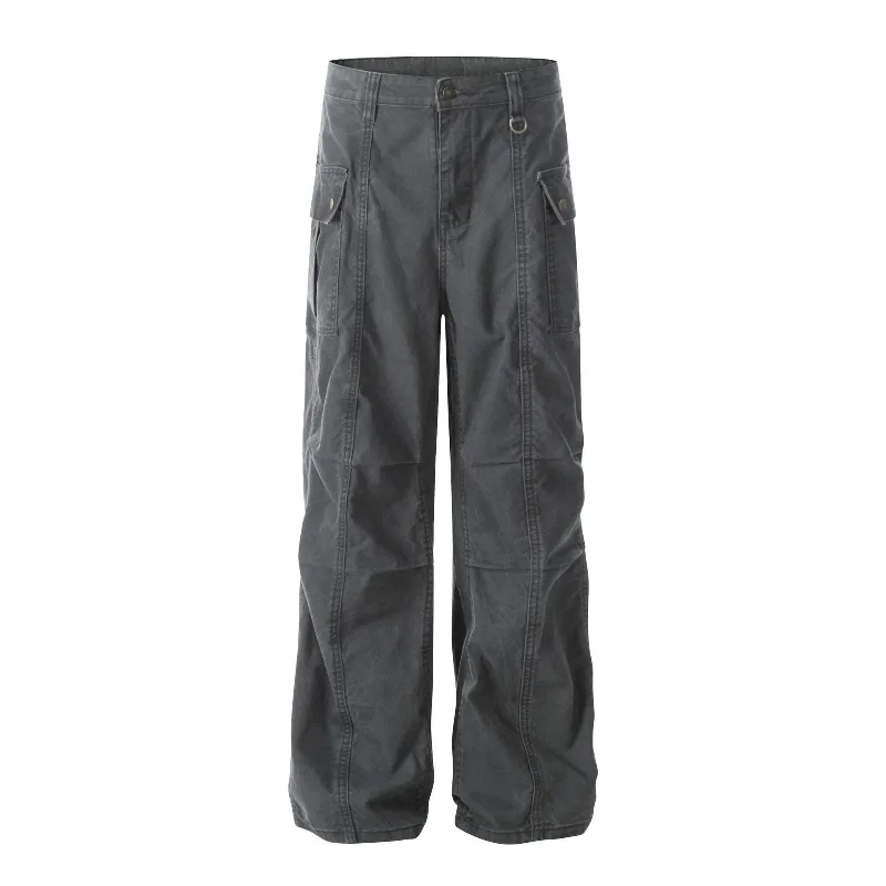OR FL American Retro Wash With Water 100 Cotton Women Cargo Trousers Trendy Brand High Street Fold Staraight Slacks Y2k Pants