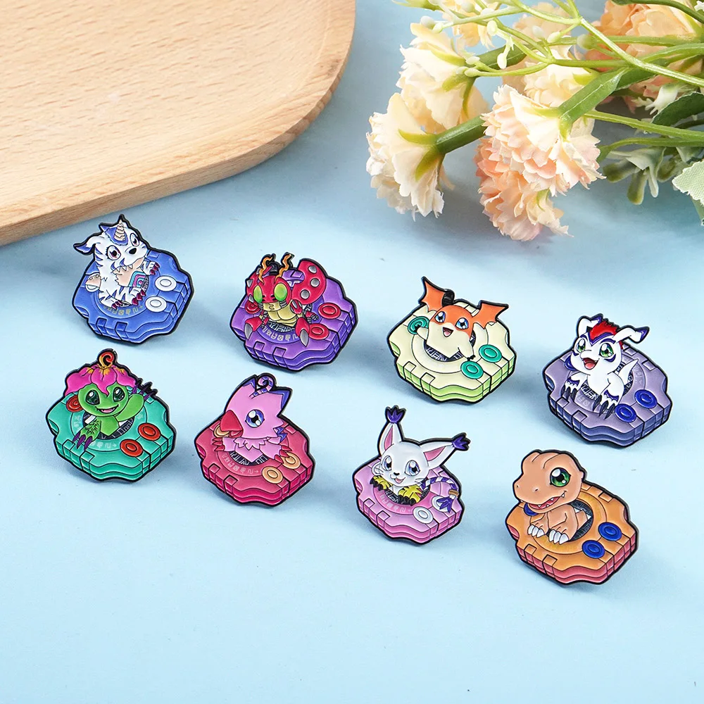 4/8Pcs Anime Monster Enamel Pin Cartoon Badges on Backpack Brooches For Women Hat Lapel Pins Cosplay Accessories Toys Gifts