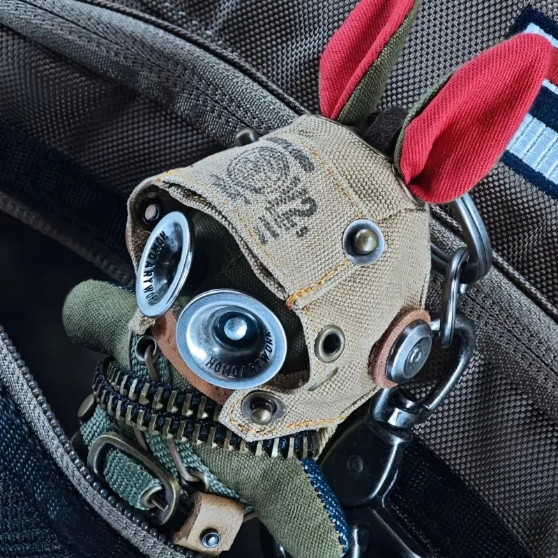 In Stock Steam Spirit Personalized Creative Military Uniform Rabbit Figurine Strange Unique High Quality Handmade Backpack Doll