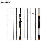 DEUKIO Baitcasting Spinning Travel Carbon 4/5 Section Fishing Rods Casting Weight 5-20g Power Ultralight Lure Trout Mini Pole