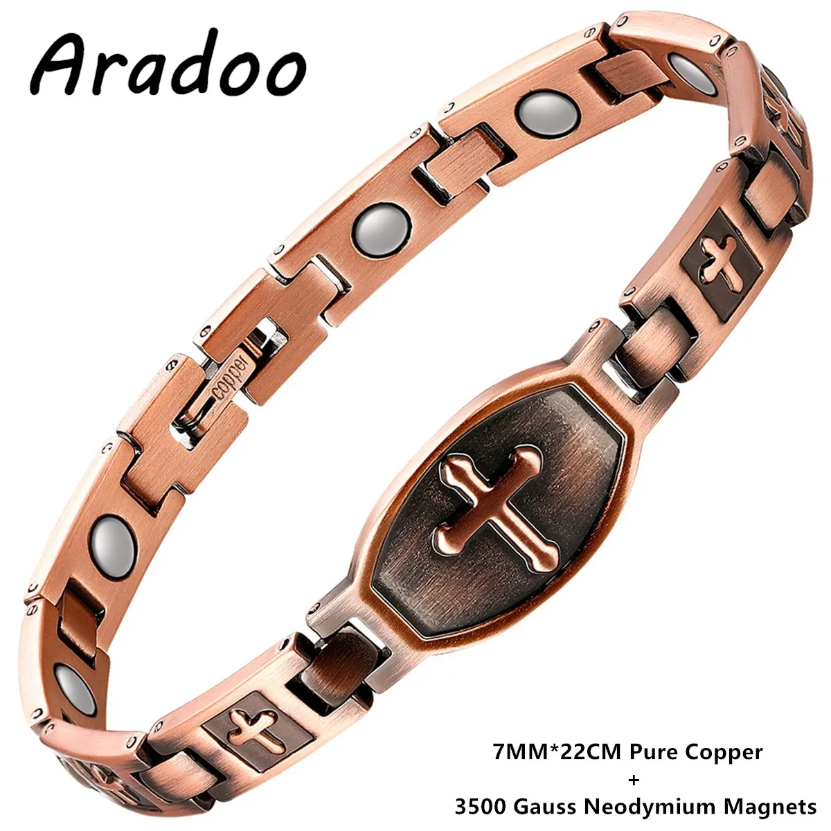 ARADOO Klassische Kreuz-Kupfer-Armbänder für Damen und Herren, magnetisches Paar-Kupfer-Armband, Valentinstag-Schmuck, Geschenke