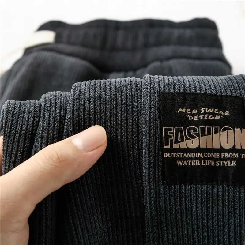 

Мужские вельветовые брюки, свободные повседневные длинные брюки, осень 2023, новые модные американские брюки с манжетами, полиэфирное волокно