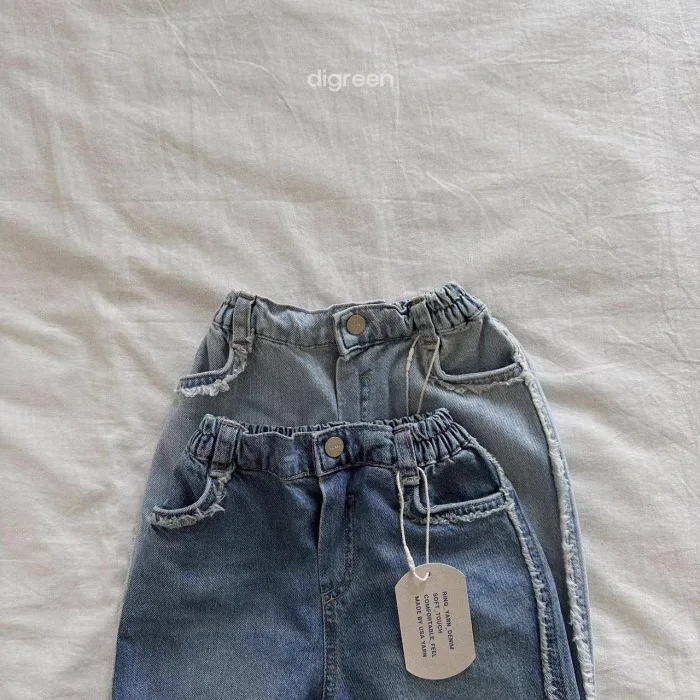 Jeans en denim pour bébés garçons et filles, pantalons sarouel polyvalents pour tout-petits, jeans à bord brut, vêtements décontractés pour enfants,